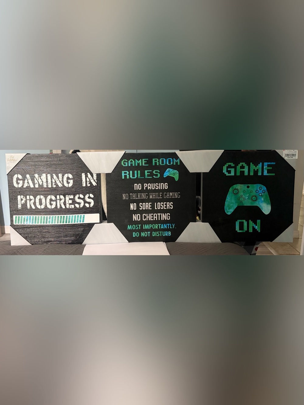 Game Room Rules Sign - Black and Teal